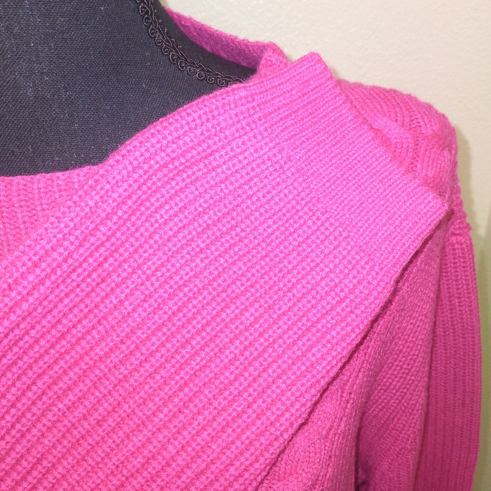 TALBOTS Women's XL Pink Cable Knit Long Sleeve Sweater - Picture 9 of 13